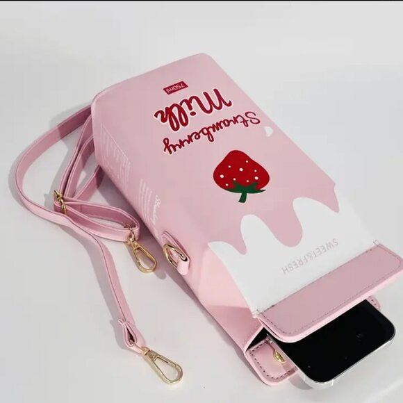 Unbranded Handbags - Novelty Strawberry Milk Carton Shoulder Bag